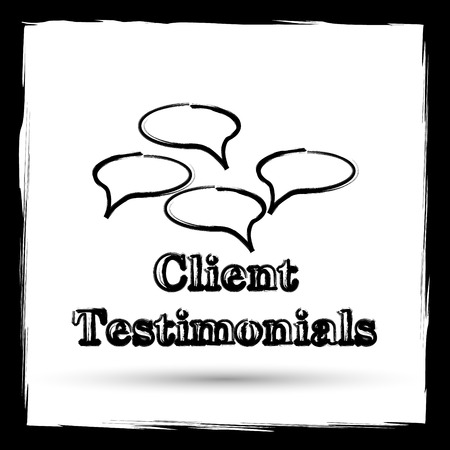 Client testimonials icon. Internet button on white background. Outline design imitating paintbrush.の写真素材