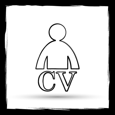 CV icon. Internet button on white background. Outline design imitating paintbrush.の写真素材