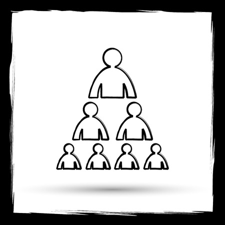 Organizational chart with people icon. Internet button on white background. Outline design imitating paintbrush.の写真素材