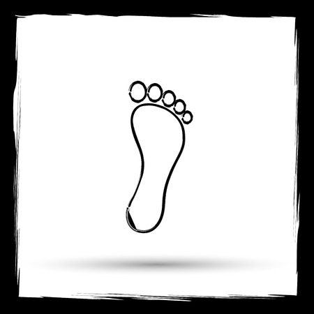 Foot print icon. Internet button on white background. Outline design imitating paintbrush.の写真素材