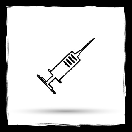 Syringe icon. Internet button on white background. Outline design imitating paintbrush.の写真素材