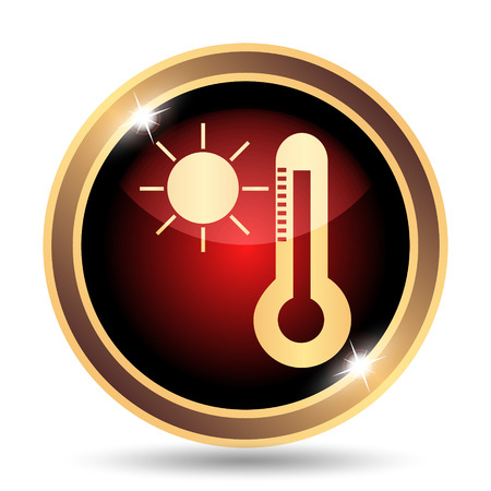 Sun and thermometer icon. Internet button on white background.の写真素材