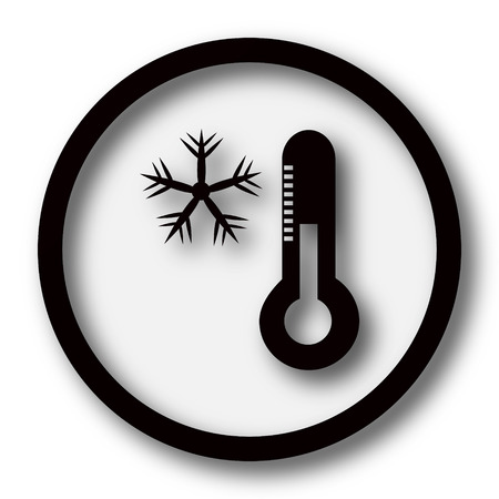 Snowflake with thermometer icon. Internet button on white background.の写真素材
