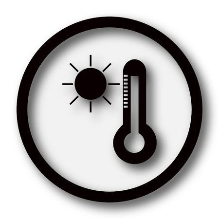 Sun and thermometer icon. Internet button on white background.の写真素材