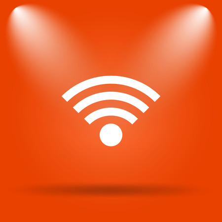 Wireless sign icon. Internet button on orange background.の写真素材