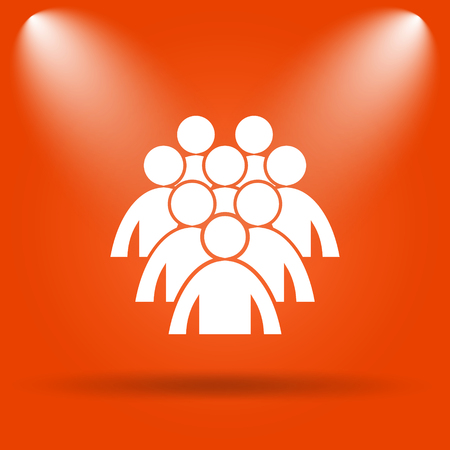 Group of people icon. Internet button on orange background.の写真素材