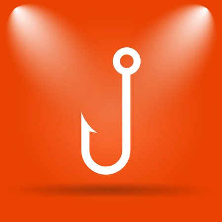Fish hook icon. Internet button on orange background.の写真素材