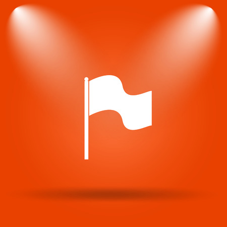 Flag icon. Internet button on orange background.の写真素材