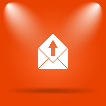 Send e-mail icon. Internet button on orange background.の写真素材
