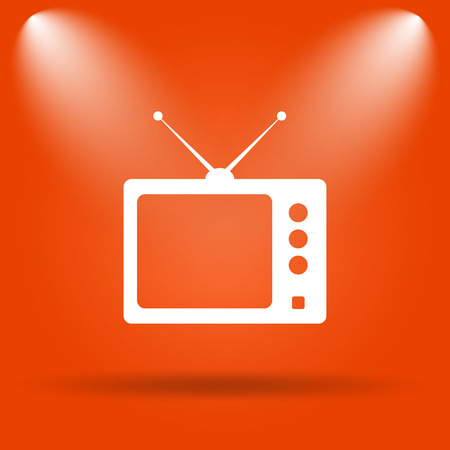 Retro tv icon. Internet button on orange background.の写真素材