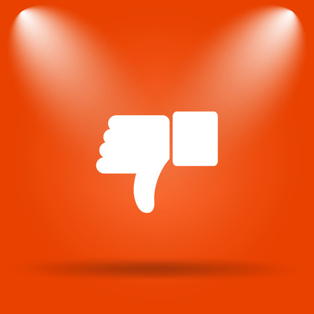 Thumb down icon. Internet button on orange background.の写真素材