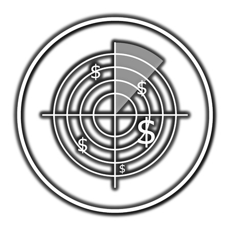 Radar searching money icon. Internet button on white background.の写真素材