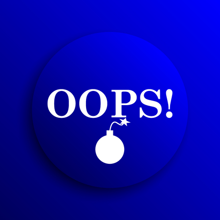 Oops icon. Internet button on blue background.の写真素材