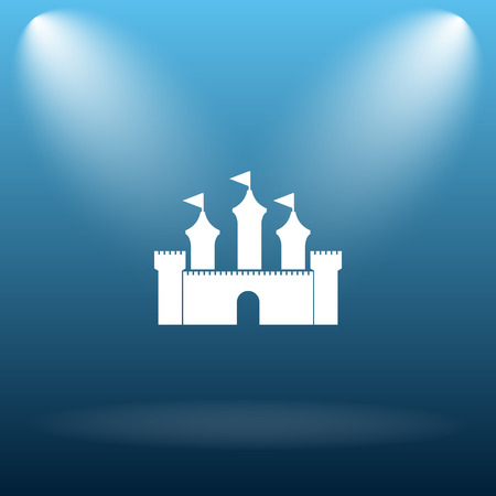 Castle icon. Internet button on blue background.の写真素材