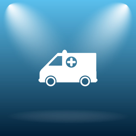 Ambulance icon. Internet button on blue background.の写真素材