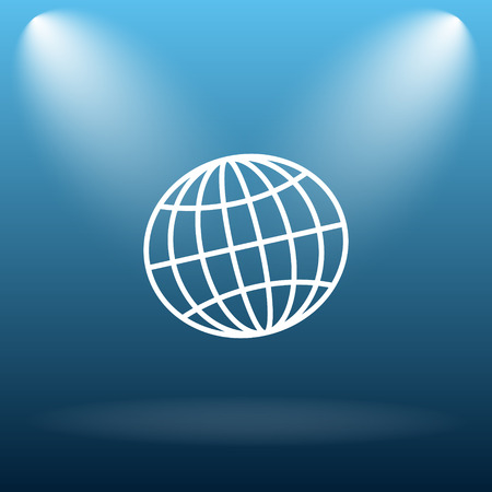 Globe icon. Internet button on blue background.の写真素材