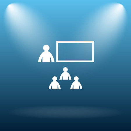 Presenting icon. Internet button on blue background.の写真素材