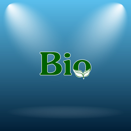 Bio icon. Internet button on blue background.の写真素材