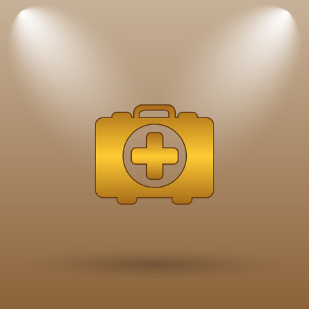 Medical bag icon. Internet button on brown background.の写真素材