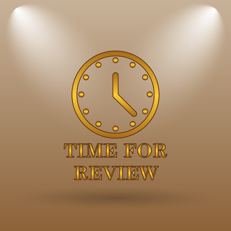 Time for review icon. Internet button on brown background.の写真素材
