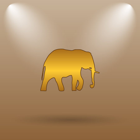Elephant icon. Internet button on brown background.の写真素材