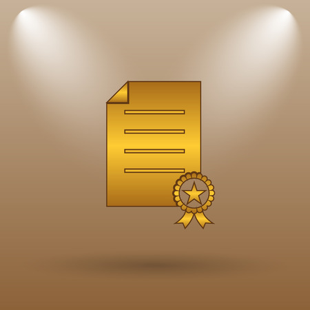 Certificate icon. Internet button on brown background.の写真素材