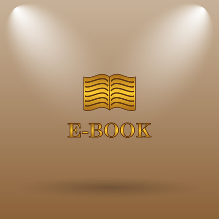 E-book icon. Internet button on brown background.の写真素材