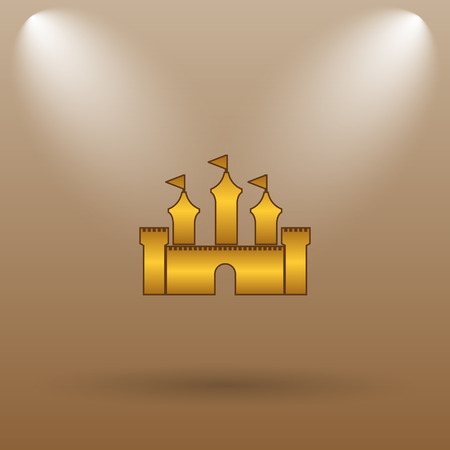 Castle icon. Internet button on brown background.の写真素材