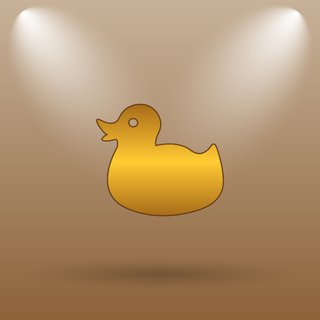 Duck icon. Internet button on brown background.の写真素材
