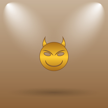 Evil icon. Internet button on brown background.の写真素材