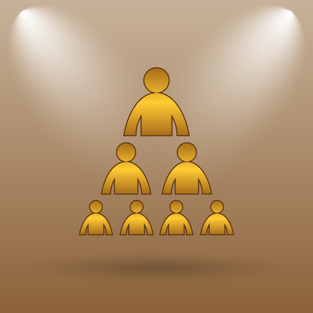 Organizational chart with people icon. Internet button on brown background.の写真素材
