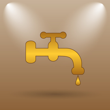 Water tap icon. Internet button on brown background.の写真素材