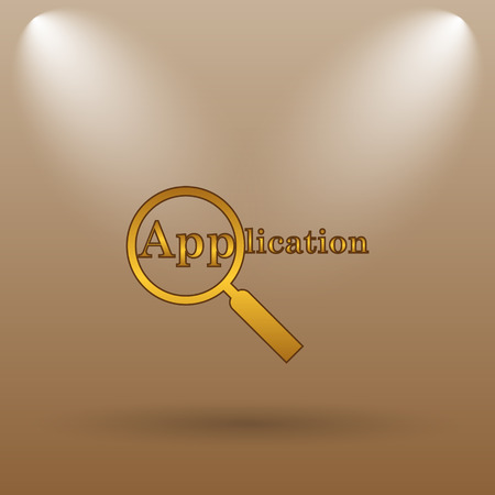 Application icon. Internet button on brown background.の写真素材