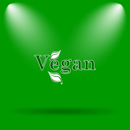 Vegan icon. Internet button on green background.の写真素材