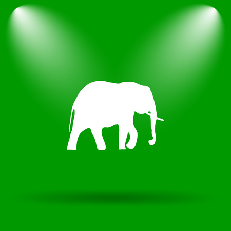 Elephant icon. Internet button on green background.の写真素材