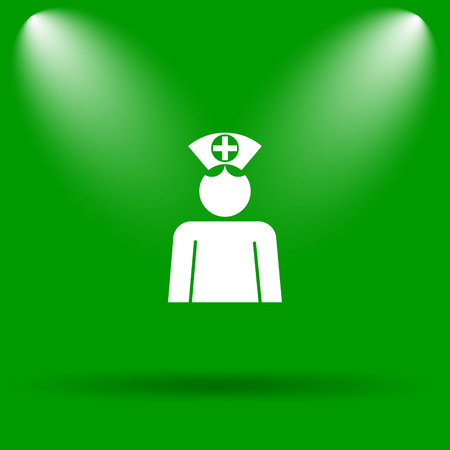 Nurse icon. Internet button on green background.の写真素材