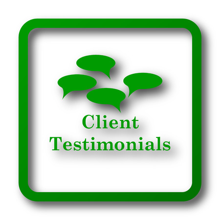 Client testimonials icon. Internet button on white background.の写真素材