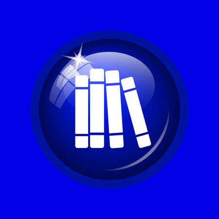 Books library icon. Internet button on blue background.の写真素材