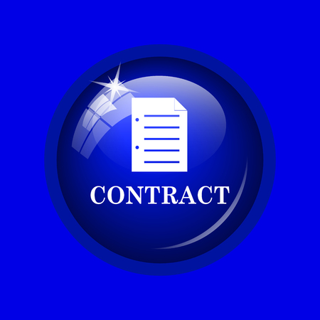 Contract icon. Internet button on blue background.の写真素材