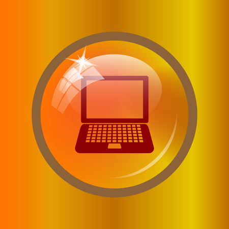 Laptop icon. Internet button on colored background.の写真素材