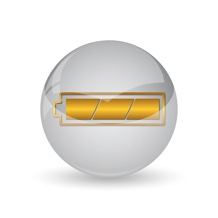 Fully charged battery icon. Internet button on white background.の写真素材
