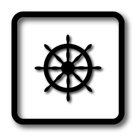 Nautical wheel icon, black website button on white background.の写真素材