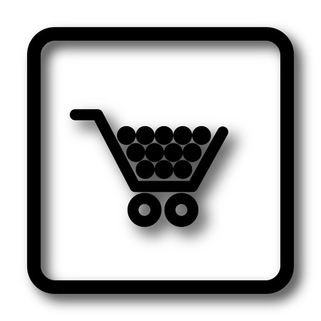 Shopping cart icon, black website button on white background.の写真素材