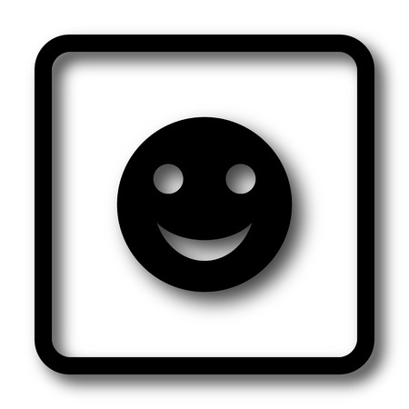 Smiley icon, black website button on white background.の写真素材