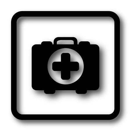 Medical bag icon, black website button on white background.の写真素材