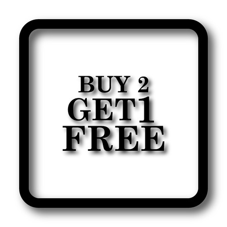 Buy 2 get 1 free offer icon, black website button on white background.の写真素材