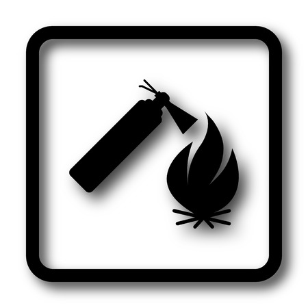 Fire icon, black website button on white background.の写真素材