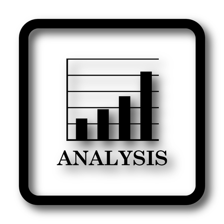 Analysis icon, black website button on white background.の写真素材
