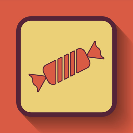 Candy icon, colored website button on orange background.の写真素材