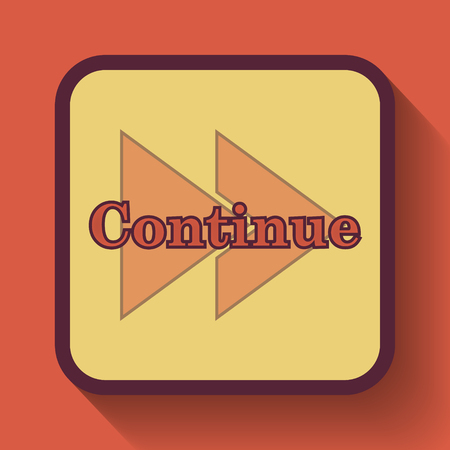 Continue icon, colored website button on orange background.の写真素材